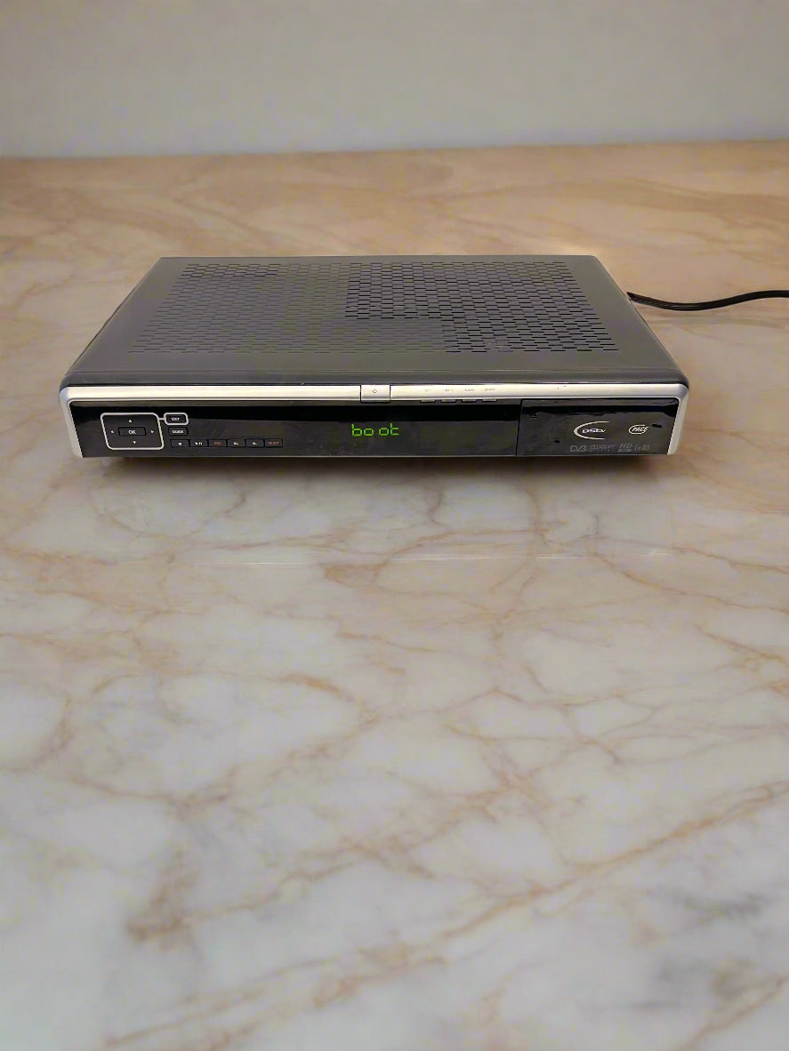 Black electronic device on a marble surface