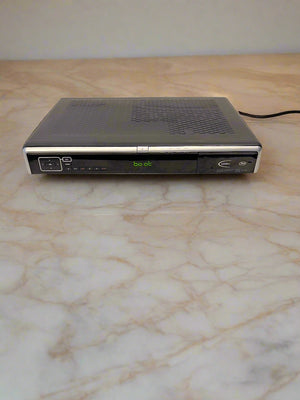 Black electronic device on a marble surface