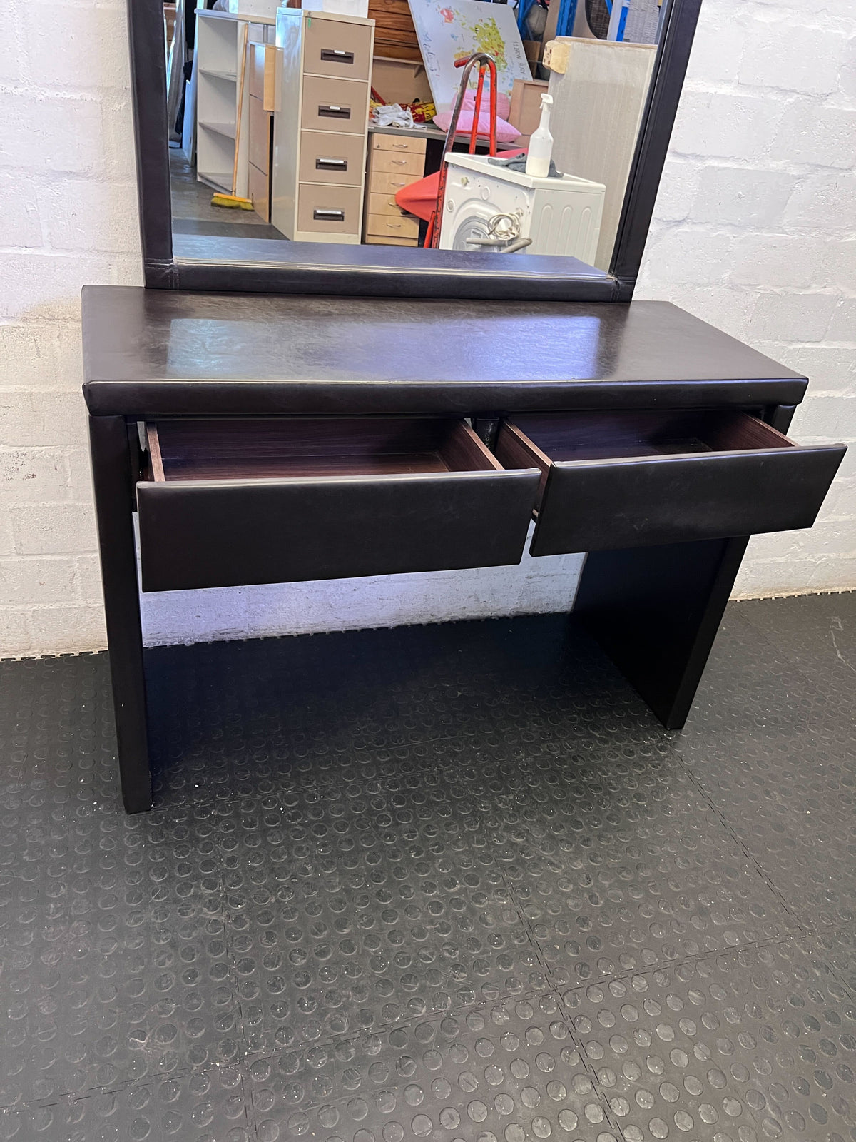 Stylish Black Dressing Table with Mirror & Drawers