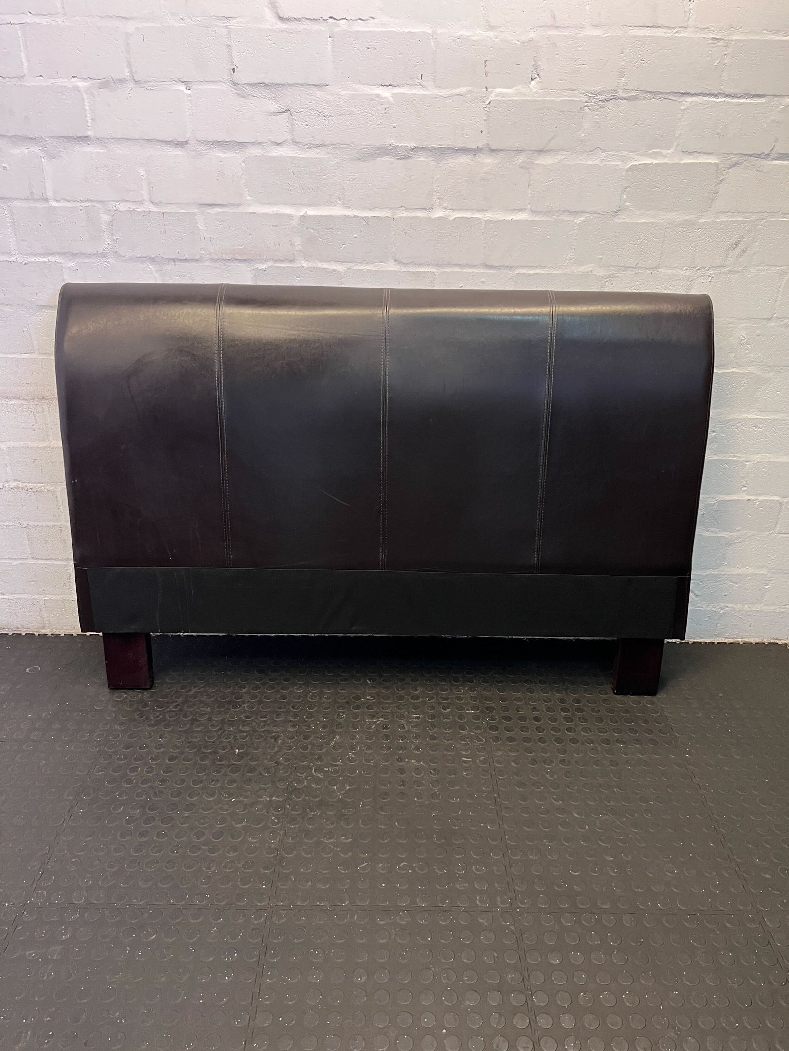 Stylish Black Faux Leather Queen Headboard with Minor Scratches - REDUCED