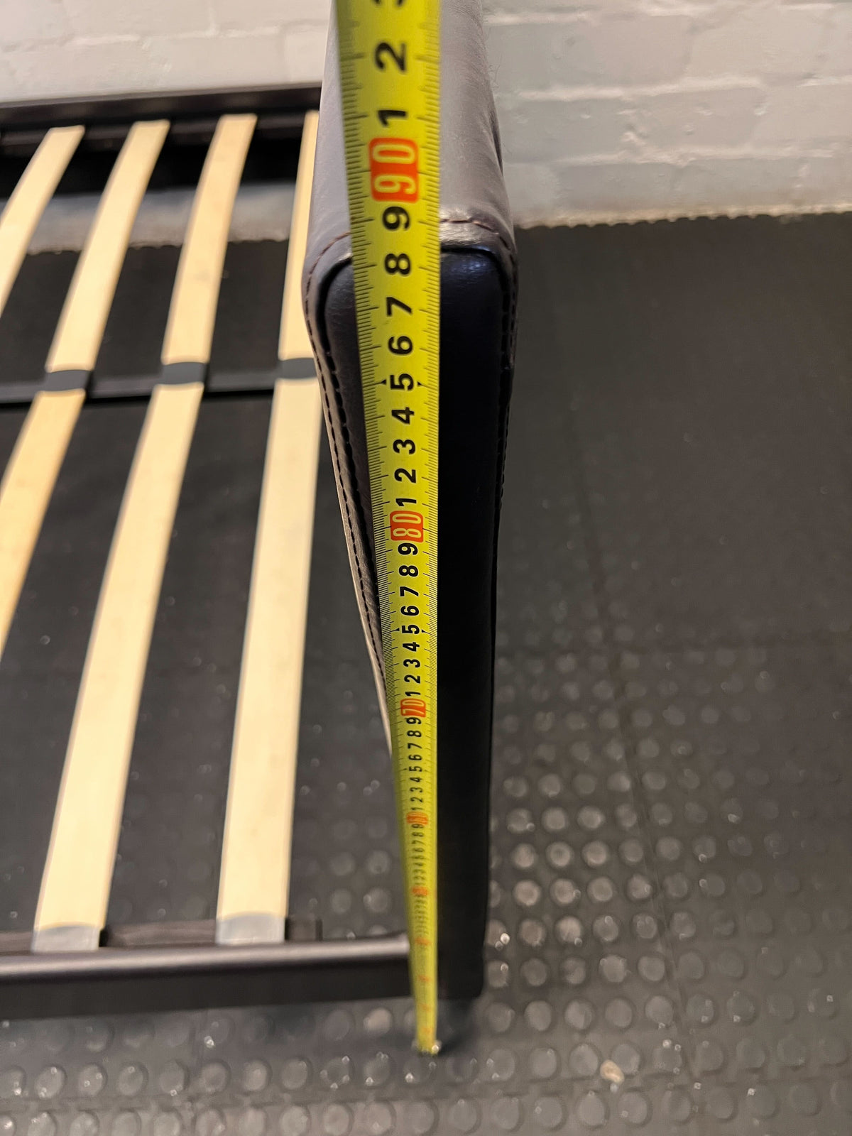 Stylish Black Faux Leather Double Bed Frame with Slats