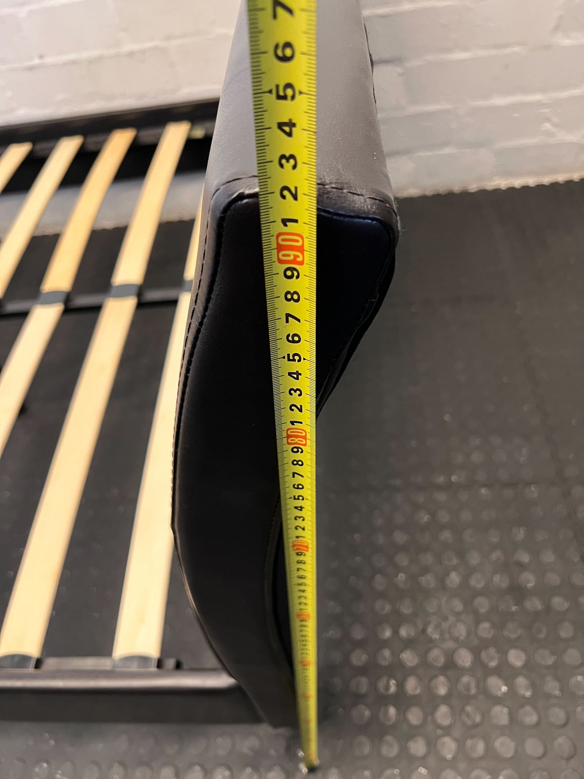 Stylish Black Faux Leather Double Bed Frame with Slatted Base - REDUCED