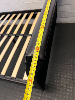 Stylish Black Faux Leather Double Bed Frame with Slatted Base - REDUCED