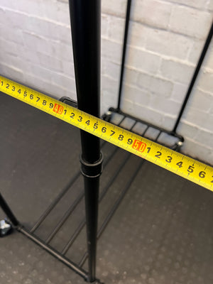 Stylish Black Metal Clothing Rack on Wheels