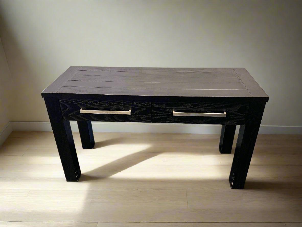 Stylish Black Wooden Console Table with Two Drawers