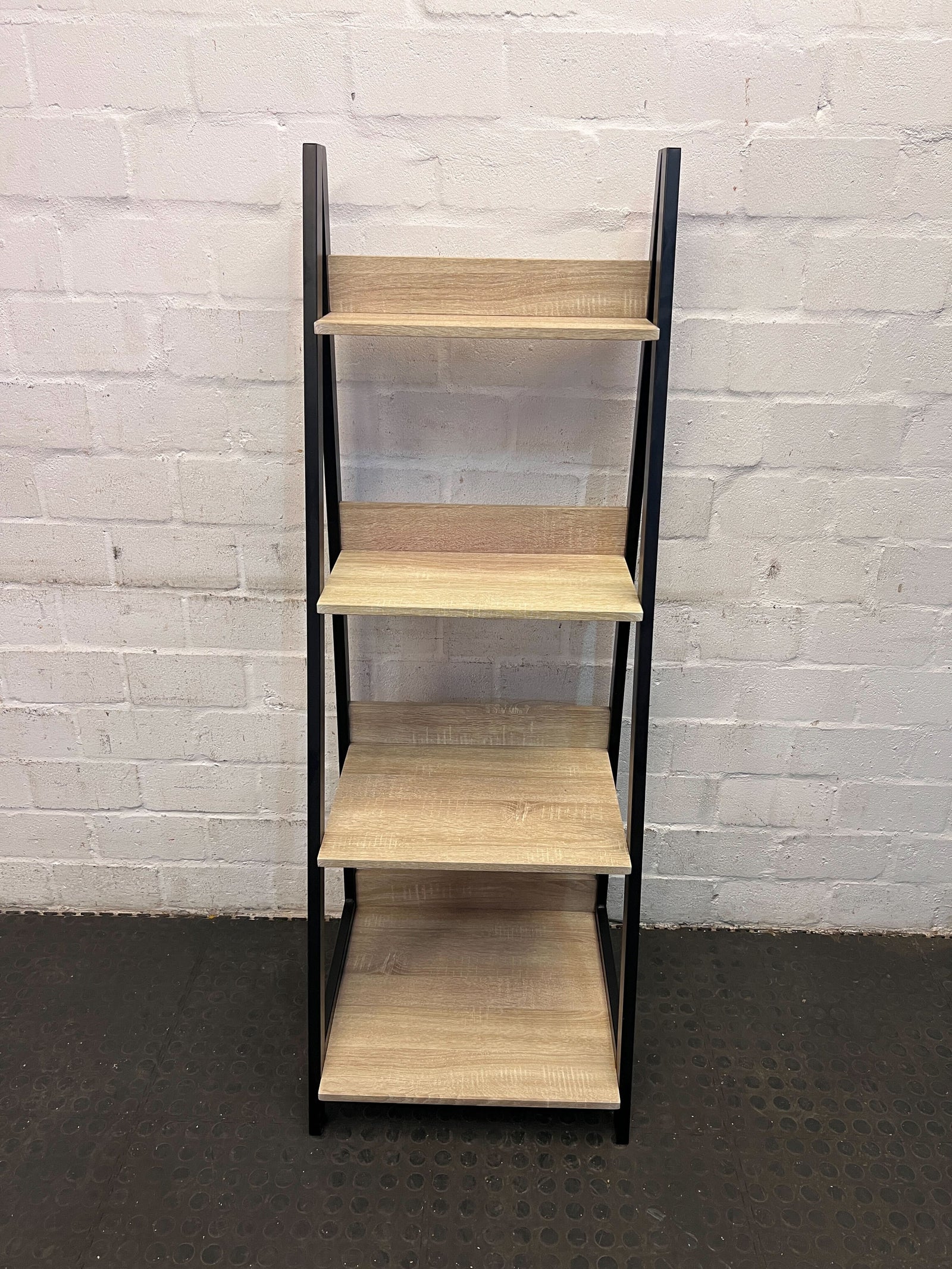 Stylish Black and Wood 4-Tier Bookshelf | Minimalist Design, Minor Wear - REDUCED