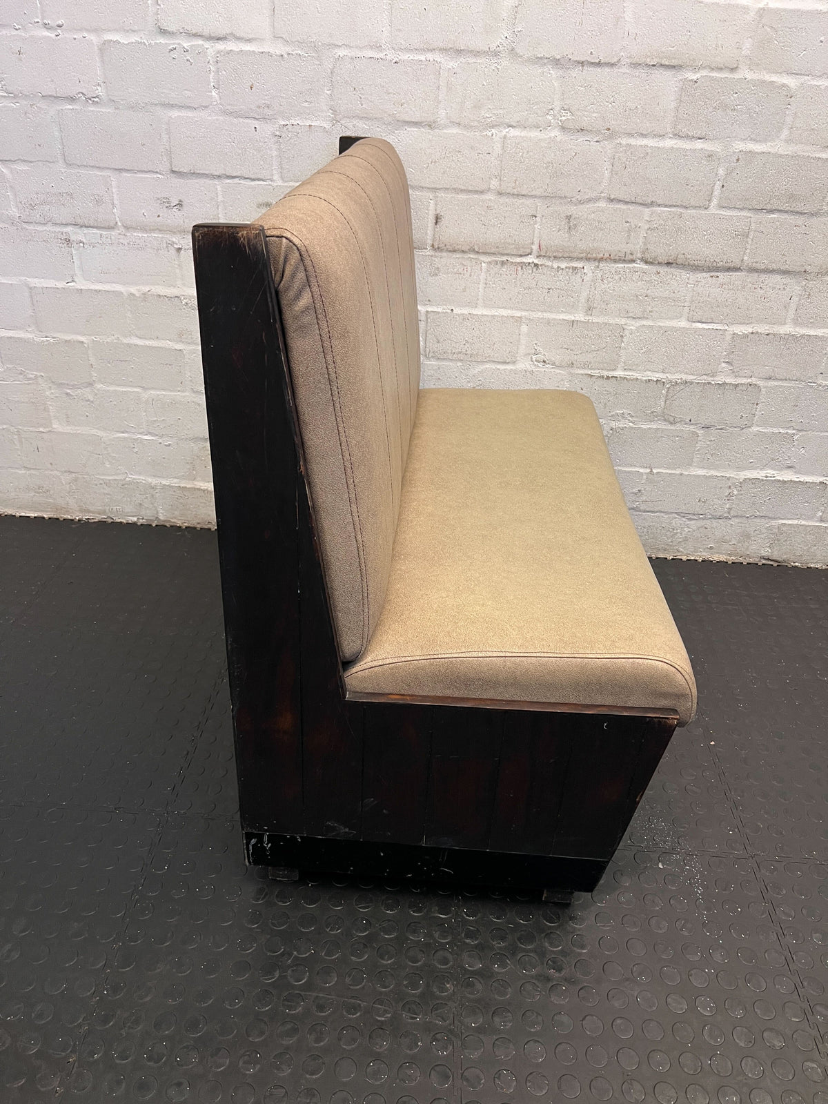 SINGLE SIDED - 110CM - Stylish Beige Upholstered Restaurant Booth Seat Wooden Frame with Minor Scratches