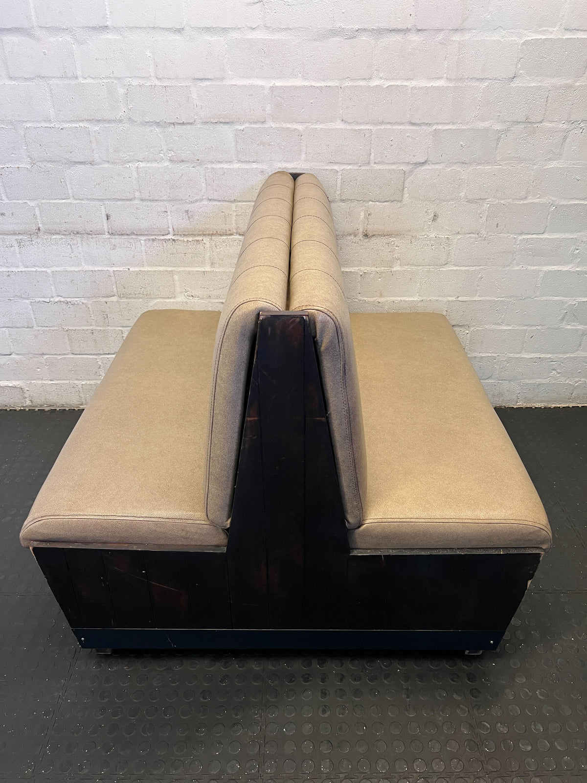 DBL SIDED - 120CM - Stylish Beige Upholstered Restaurant Booth Seat Wooden Frame  – Minimal Wear