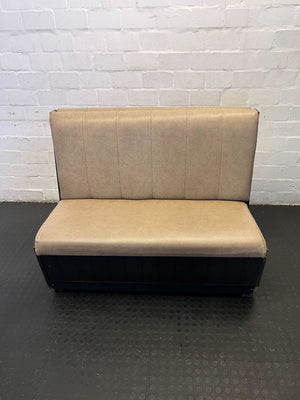 DBL SIDED - 120CM - Stylish Beige Upholstered Restaurant Booth Seat Wooden Frame  – Minimal Wear