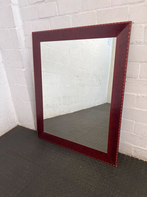 Stylish Burgundy Studded Square Wall Mirror 117 x 95cm