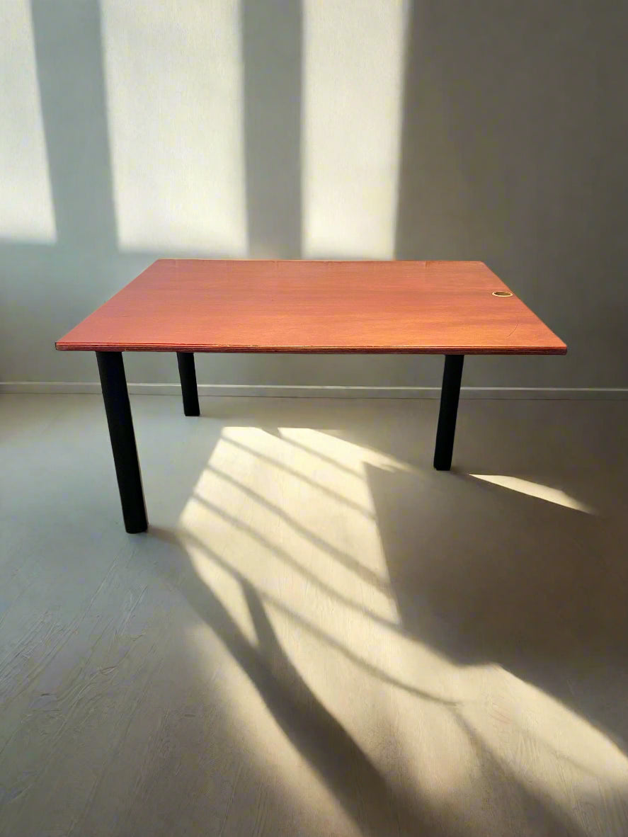 Stylish Cherry Wood Office Desk with Black Legs – Minor Scratches