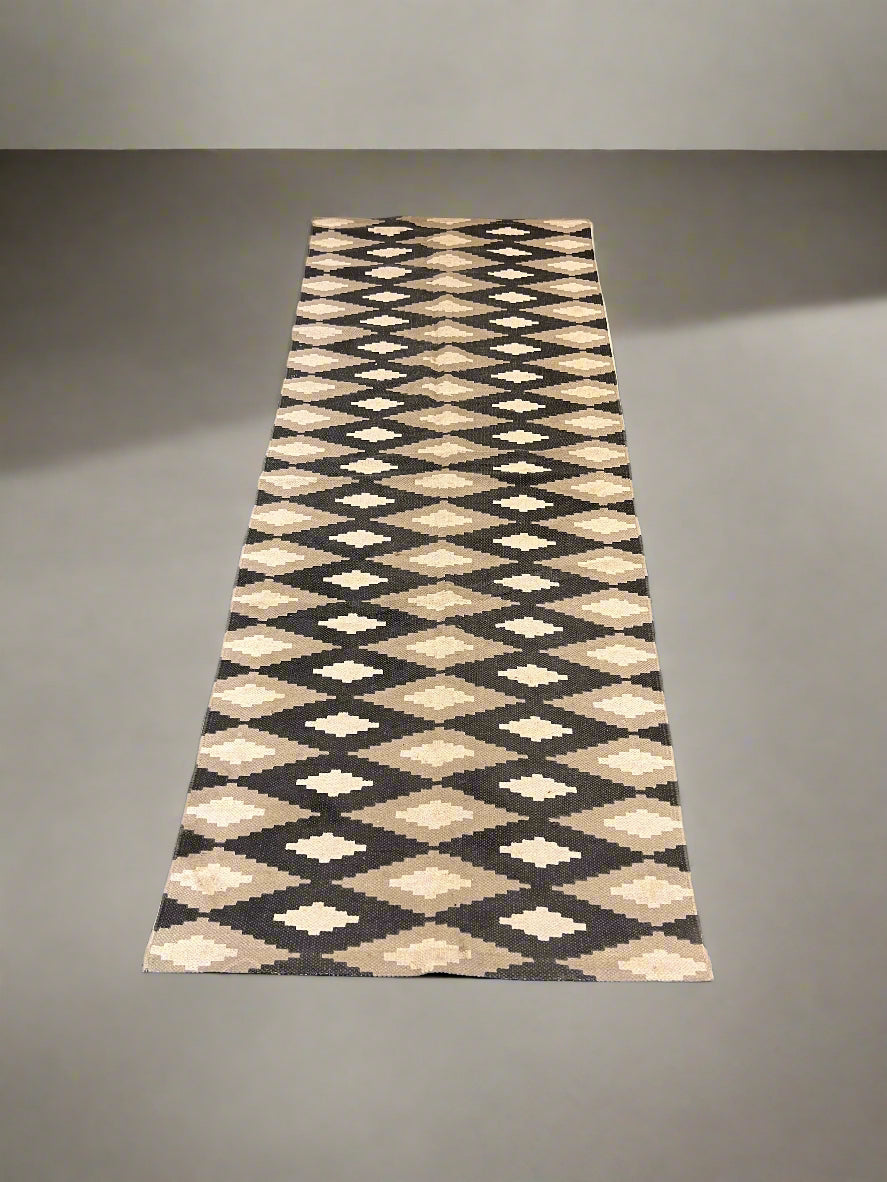 Stylish Geometric Pattern Area Rug - Beige & Grey - Soft Weave