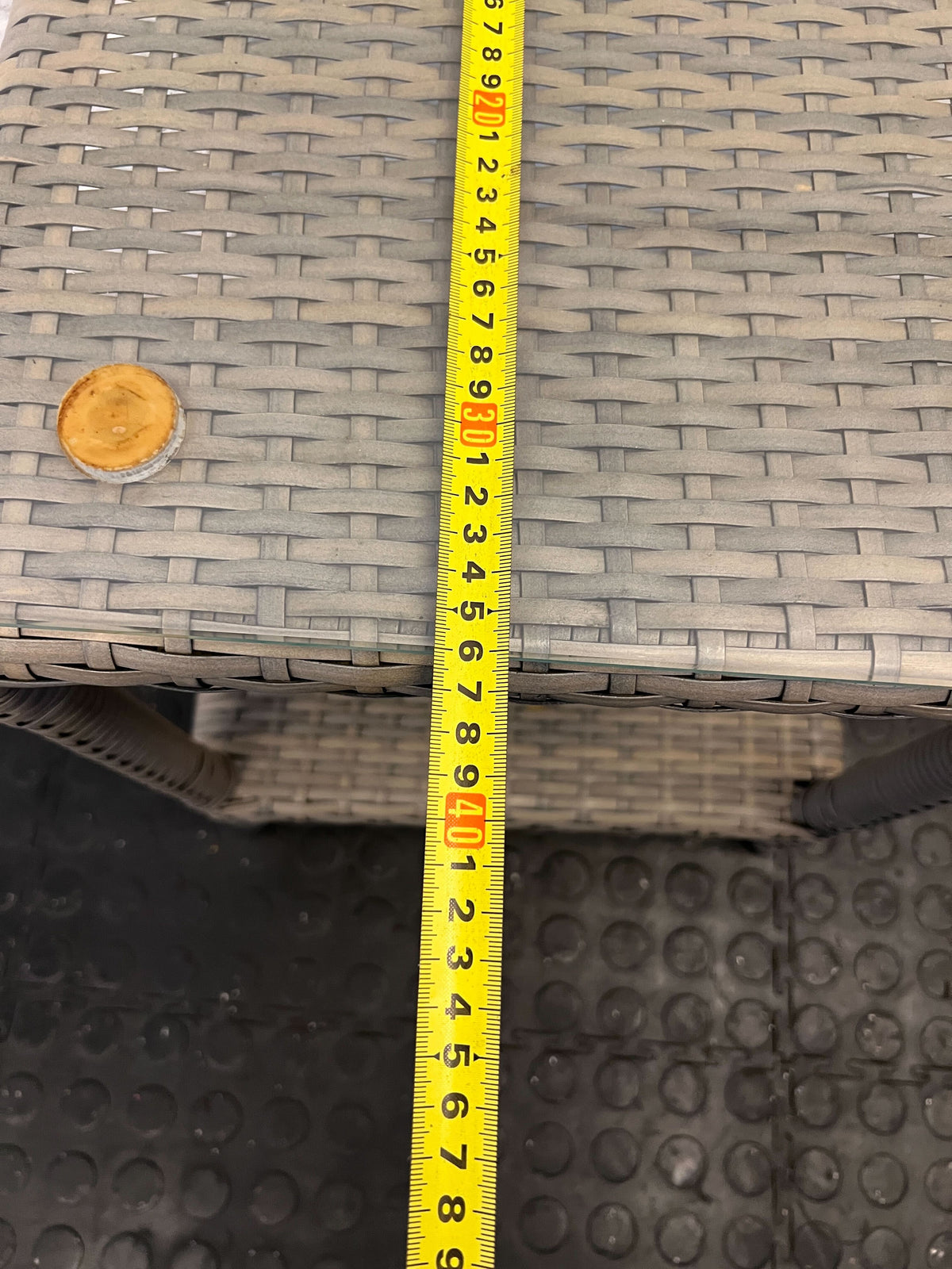 Stylish Gray Wicker Side Table with Glass Top – Minor Wear