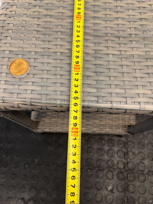 Stylish Gray Wicker Side Table with Glass Top – Minor Wear