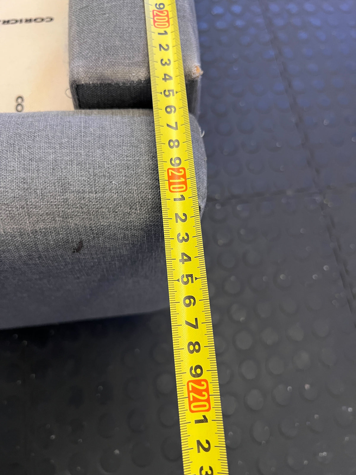 Stylish Grey Fabric Extra Length Queen Bed Frame with Button-Tufted Headboard