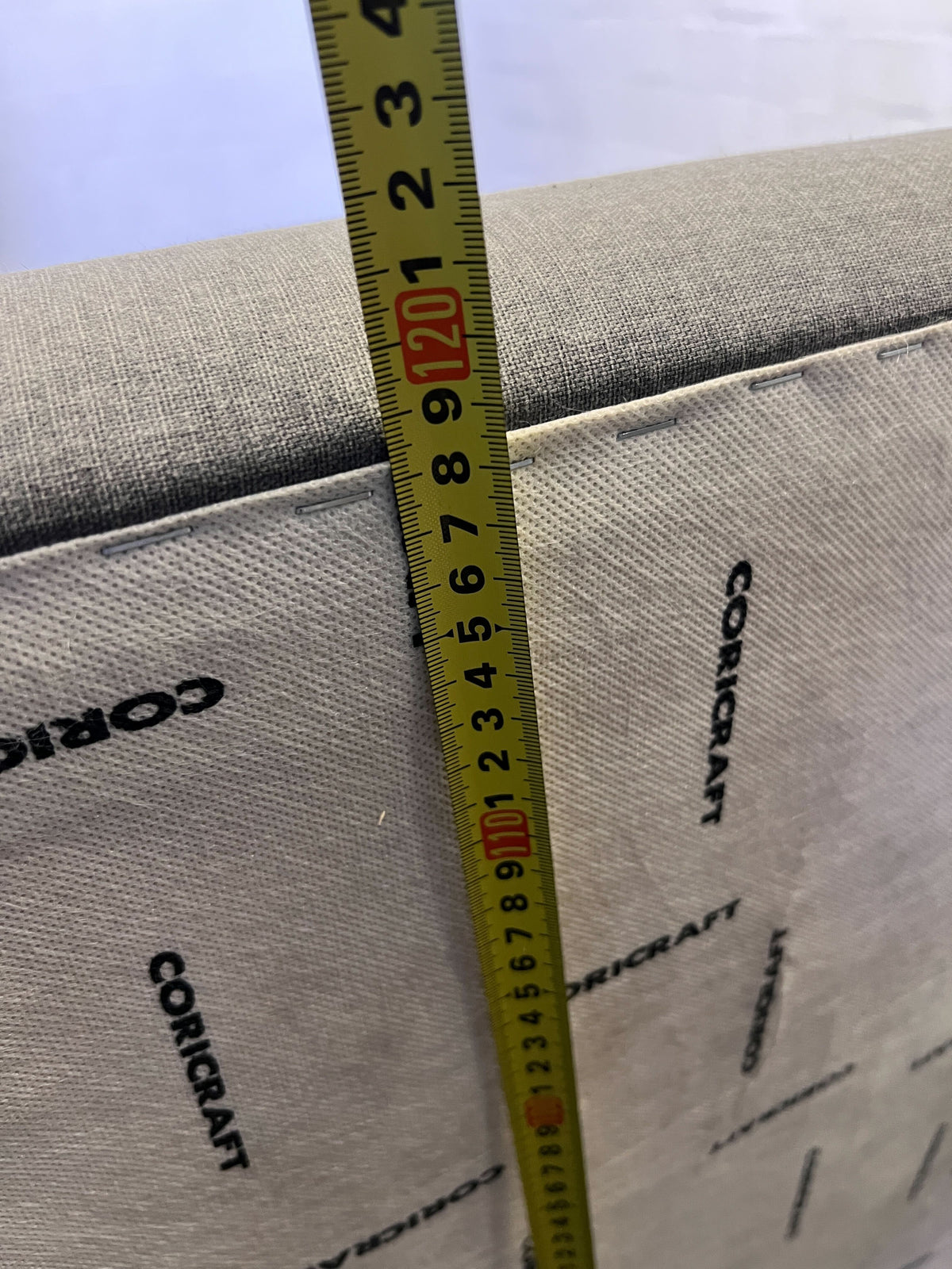 Stylish Grey Fabric Extra Length Queen Bed Frame with Button-Tufted Headboard