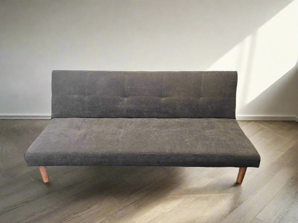 Stylish Grey Fabric Sofa Bed with Wooden Legs for Cozy Spaces