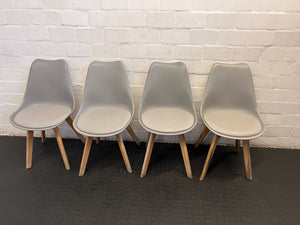 Stylish Grey Plastic Chair with Wooden Legs, Minor Wear - 2ndhandwarehouse.com