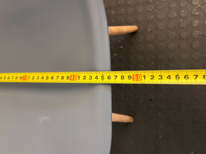 Stylish Grey Plastic Dining Chair with Wooden Legs – Minor Wear - 2ndhandwarehouse.com