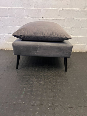 Stylish Grey Velvet Ottoman with Cushion | Minor Wear