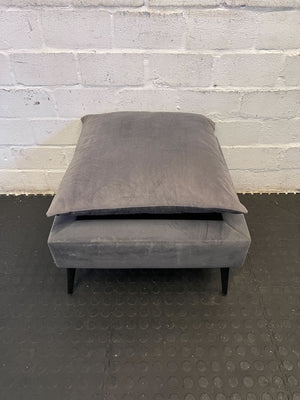 Stylish Grey Velvet Ottoman with Cushion | Minor Wear