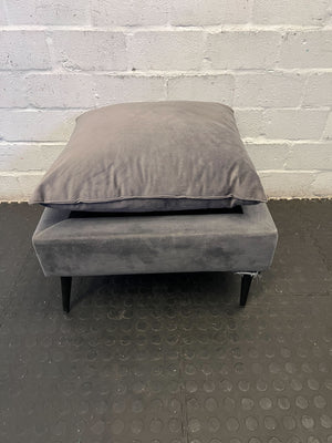 Stylish Grey Velvet Ottoman with Cushion | Minor Wear