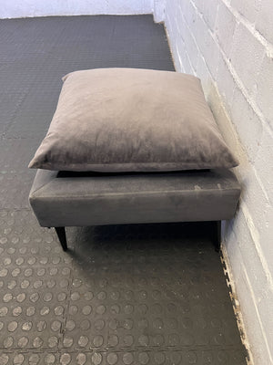 Stylish Grey Velvet Ottoman with Cushion | Minor Wear