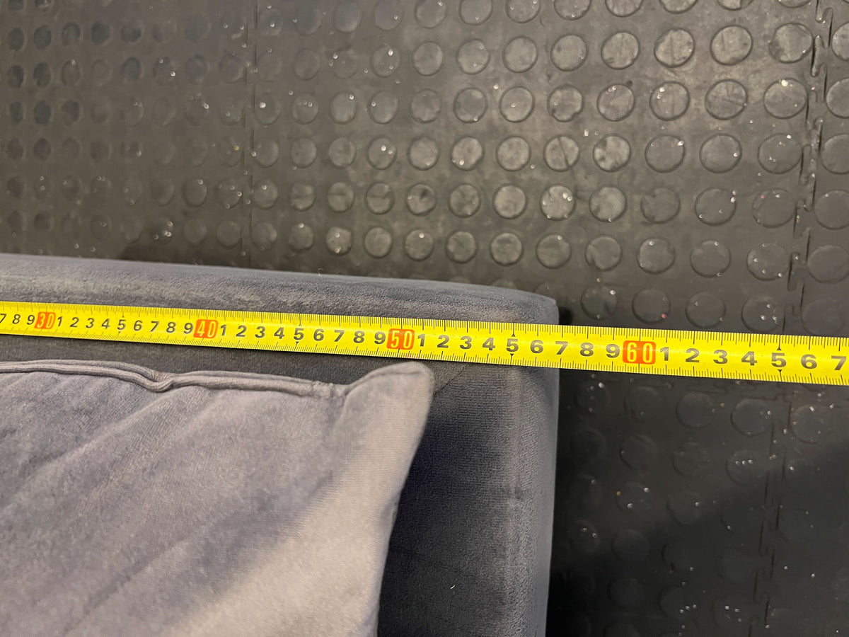 Stylish Grey Velvet Ottoman with Cushion | Minor Wear