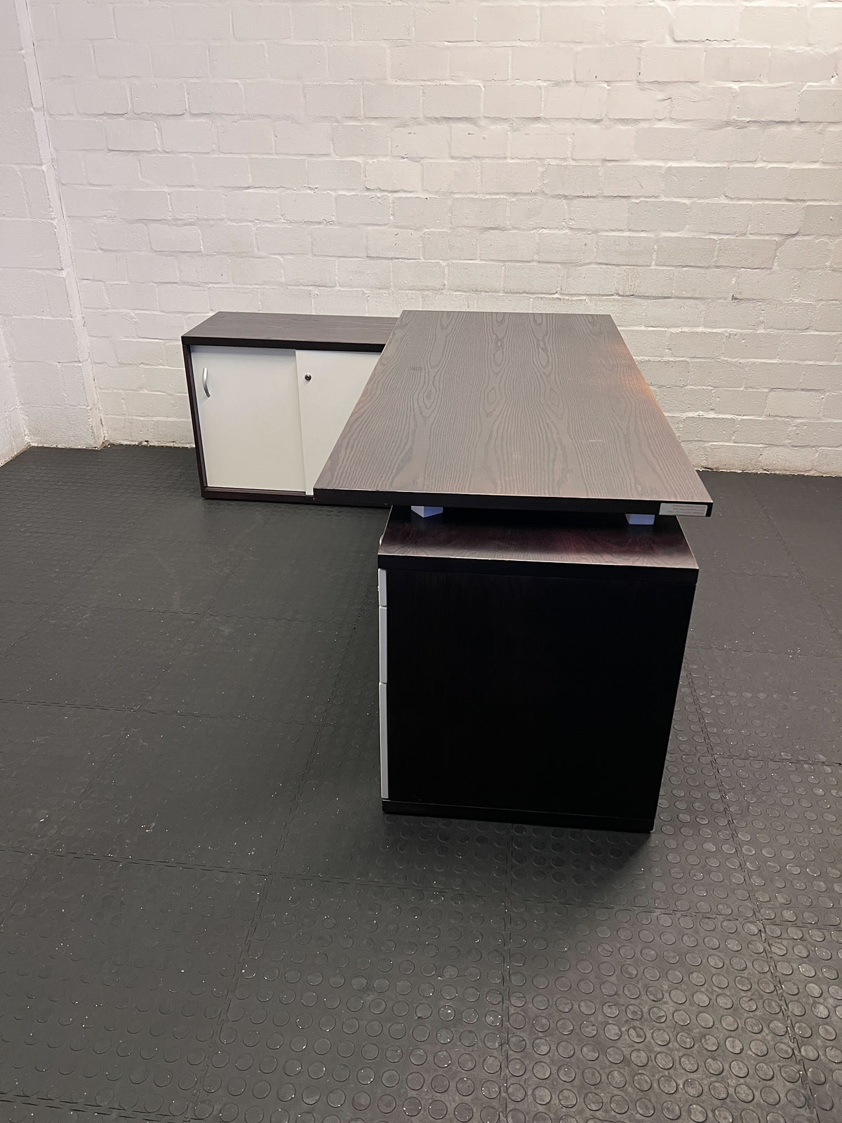 Stylish L-Shaped Black & White Corner Desk with Storage