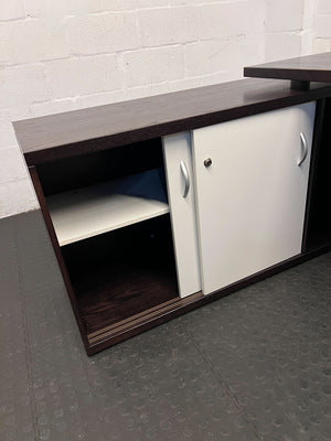 Stylish L-Shaped Black & White Corner Desk with Storage