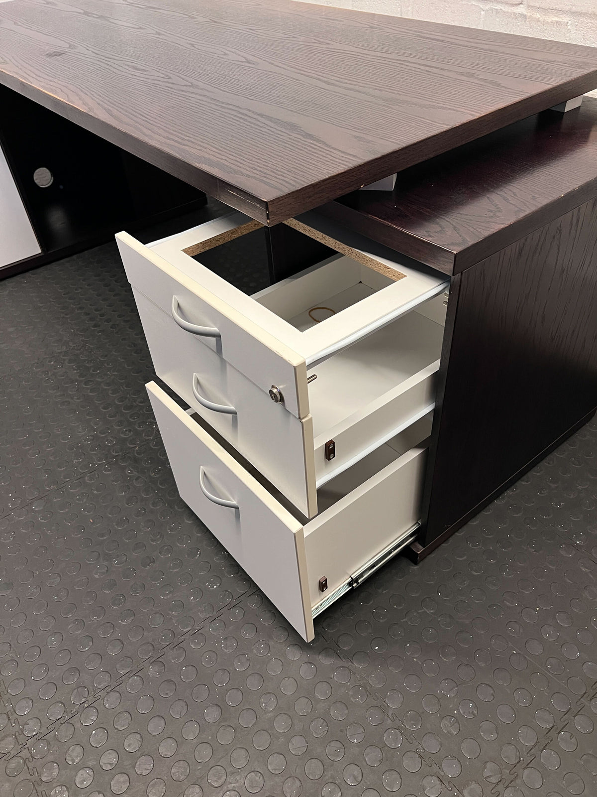 Stylish L-Shaped Black & White Corner Desk with Storage