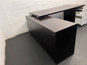 Stylish L-Shaped Black & White Corner Desk with Storage