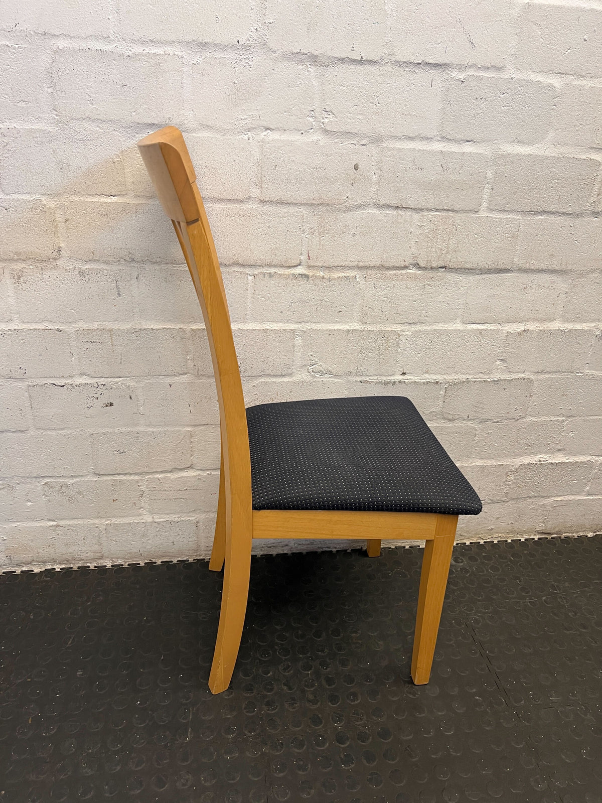 Stylish Light Wood Dining Chair with Navy Upholstery