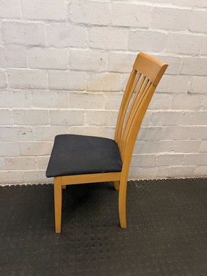 Stylish Light Wood Dining Chair with Navy Upholstery