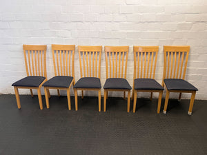 Stylish Light Wood Dining Chair with Navy Upholstery