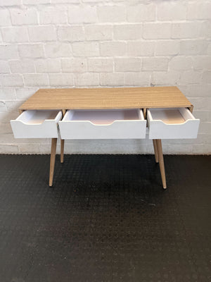 Stylish Light Wood & White 3-Drawer Desk | Scandinavian Modern