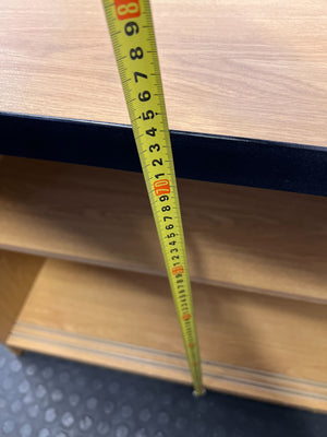 Stylish Oak-Effect Low Bookshelf with Black Trim - 2ndhandwarehouse.com