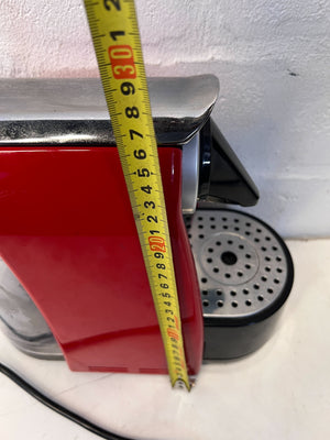 Stylish Red & Silver Compact Capsule Coffee Machine