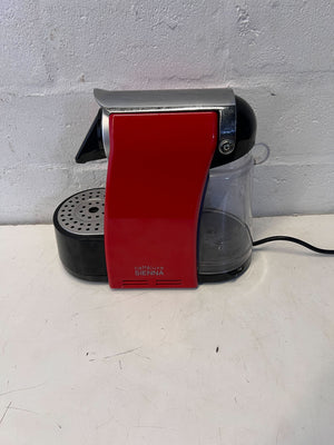 Stylish Red & Silver Compact Capsule Coffee Machine