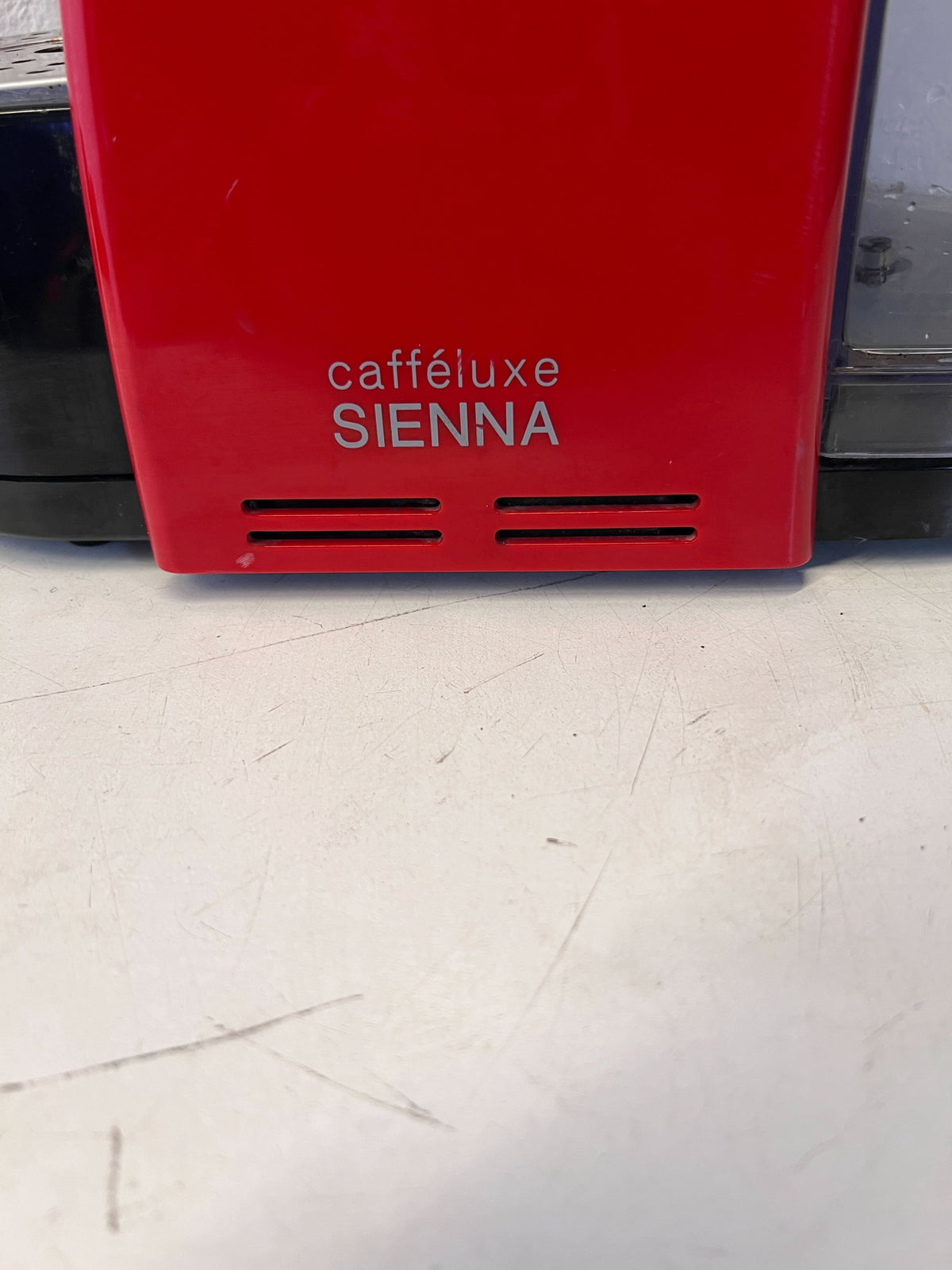 Stylish Red & Silver Compact Capsule Coffee Machine