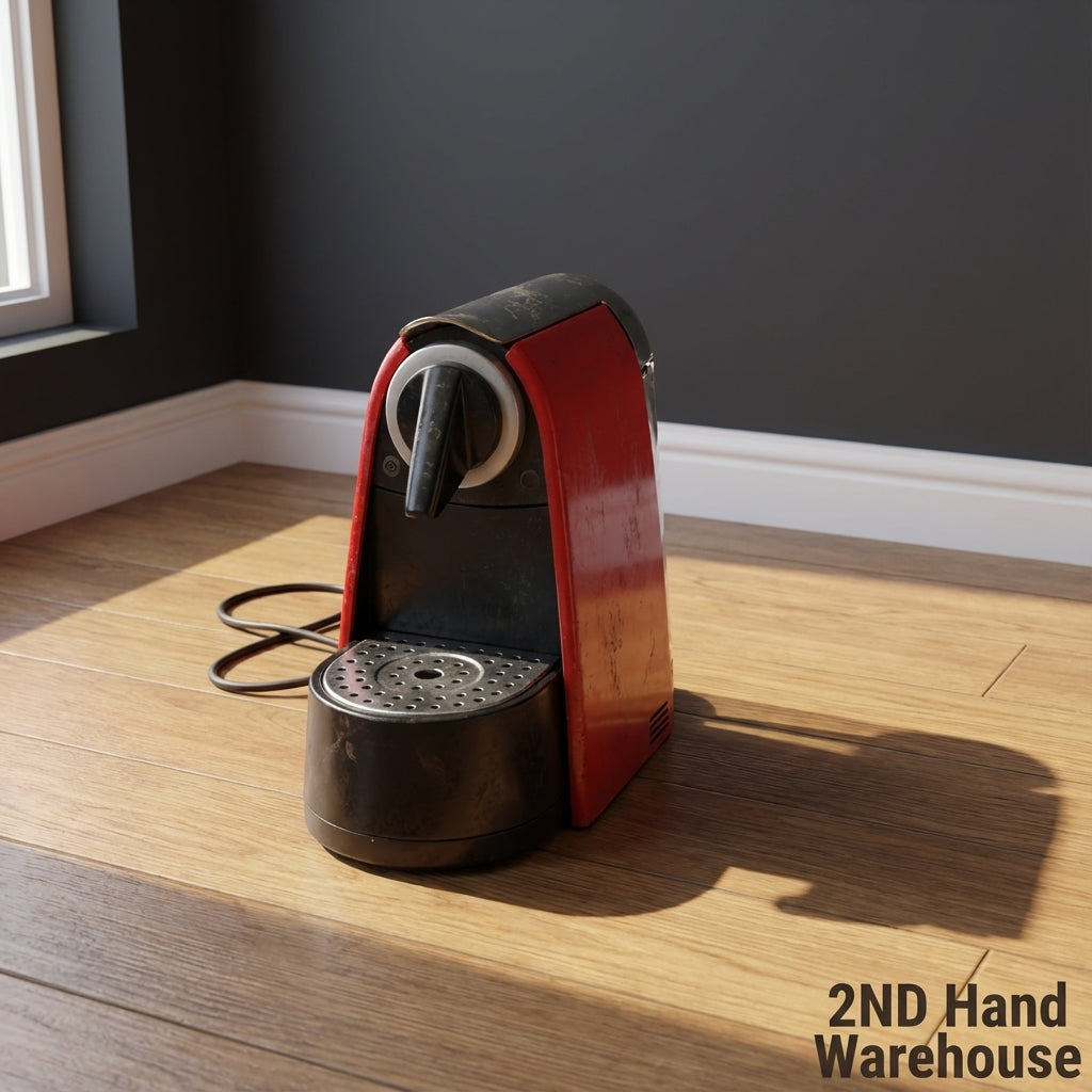 Stylish Red & Silver Compact Capsule Coffee Machine