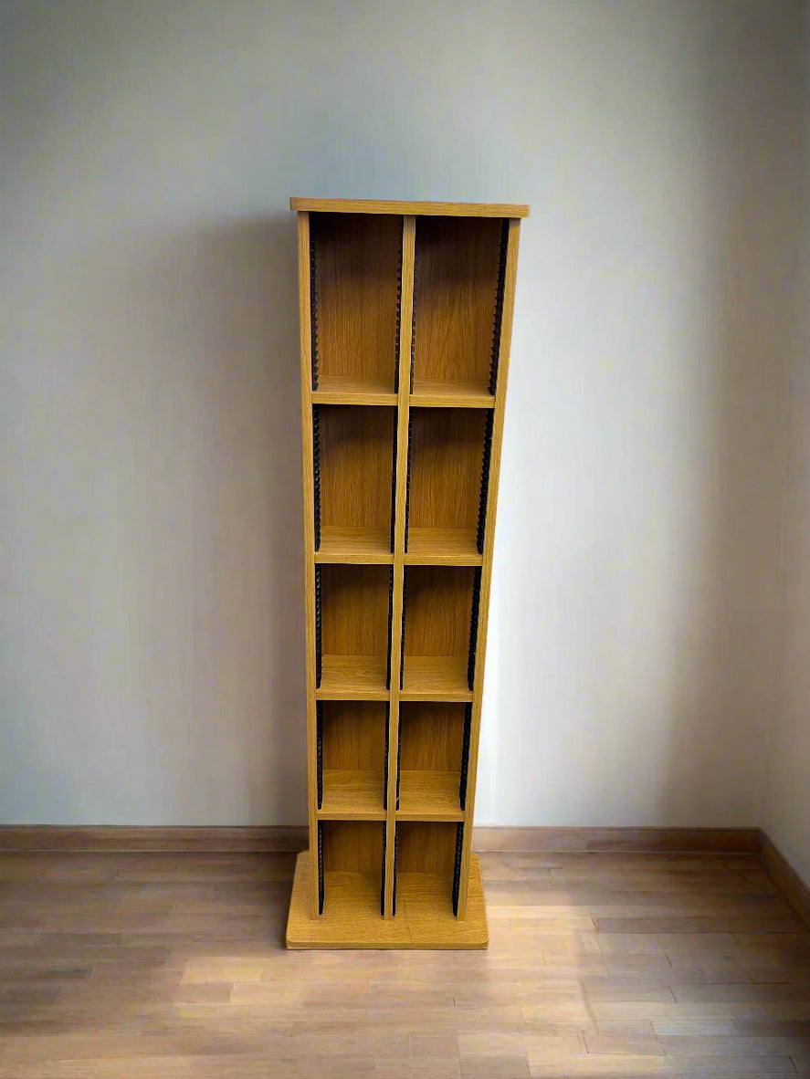 Stylish Tall Oak Storage Unit with 8 Compartments