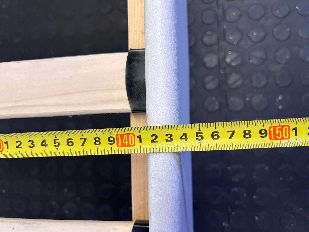 Stylish White Faux Leather Bed Frame with Minor Wear