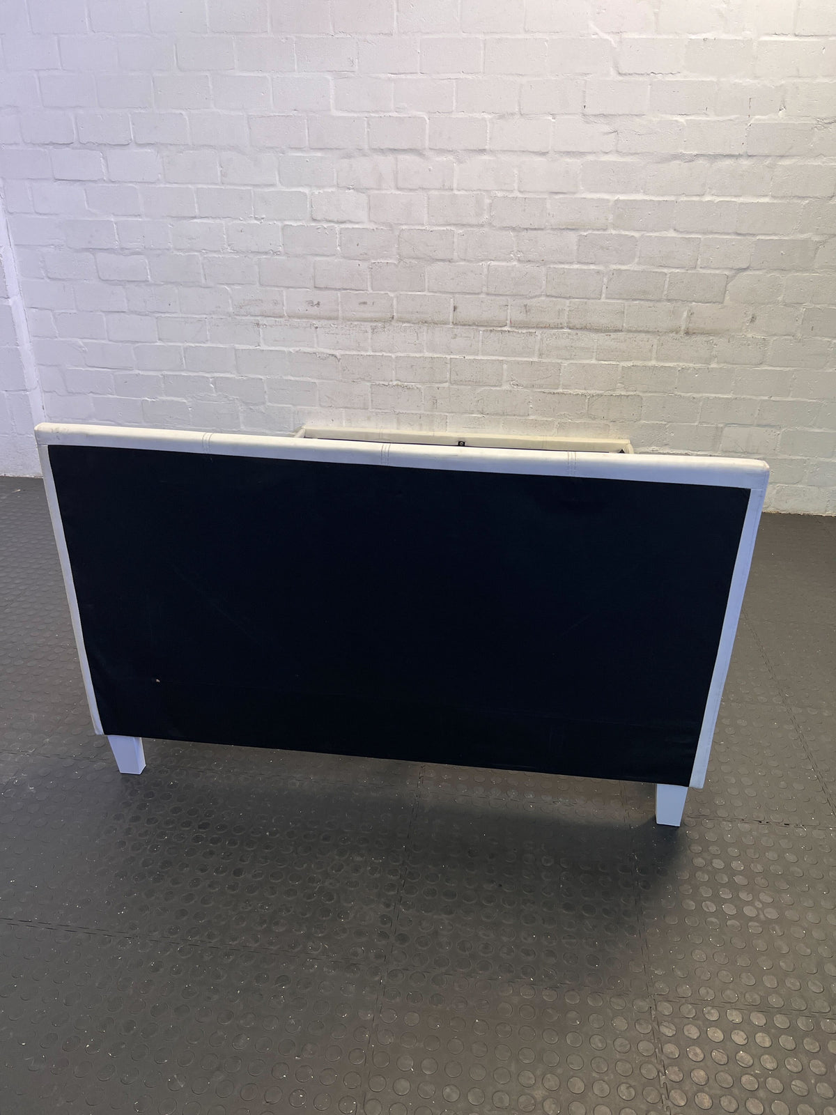 Stylish White Faux Leather Bed Frame with Minor Wear