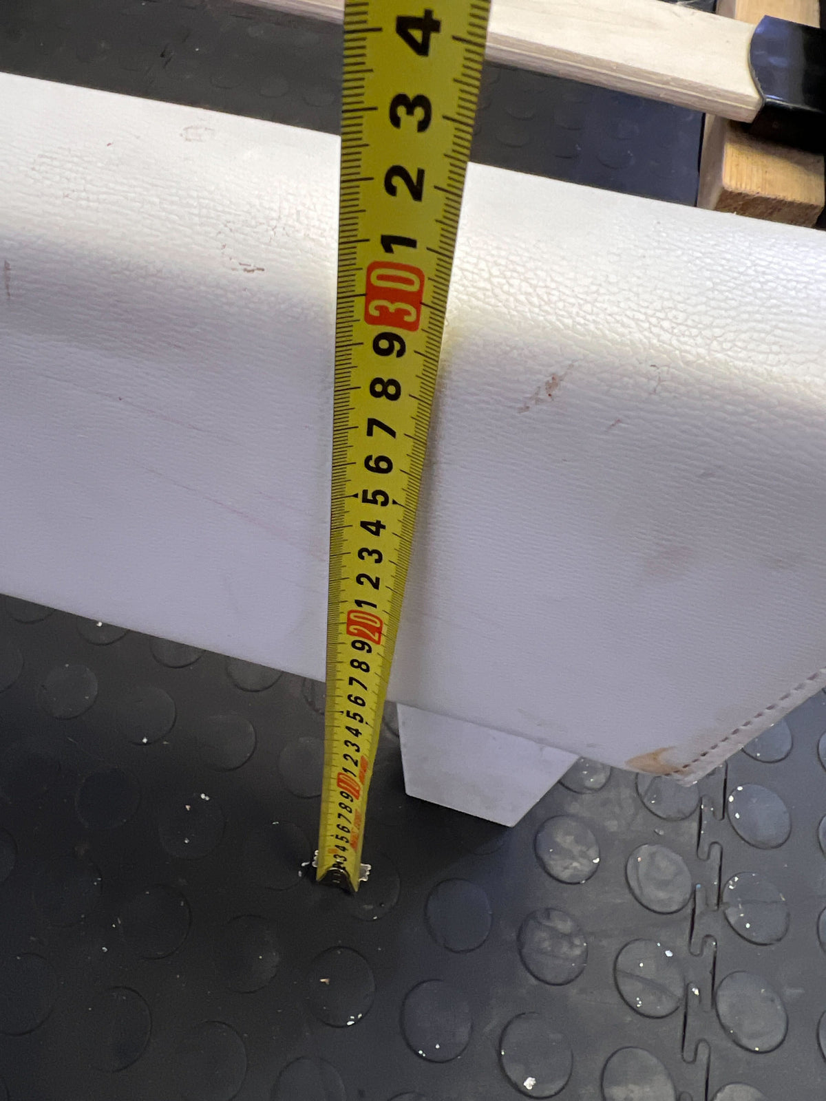 Stylish White Faux Leather Bed Frame with Minor Wear