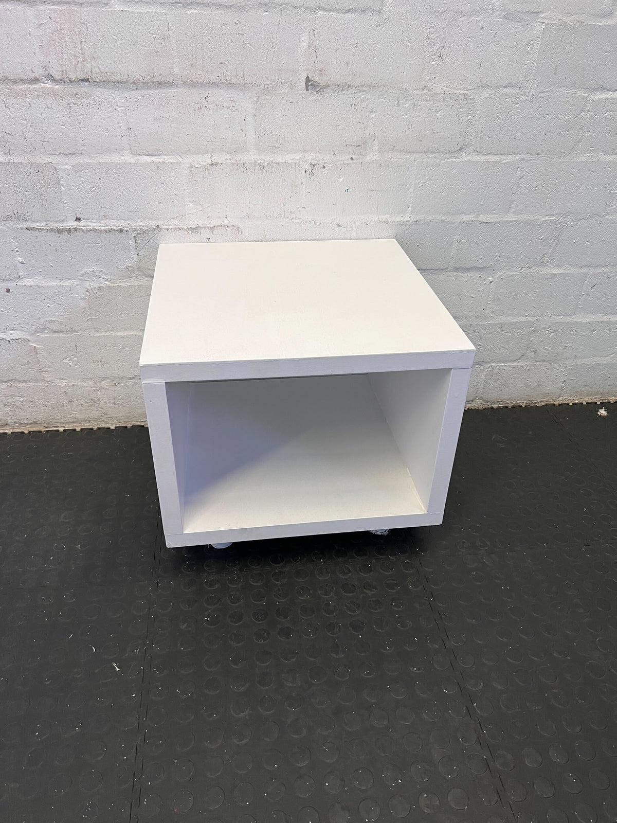 Stylish White Minimalist Cube Storage Table