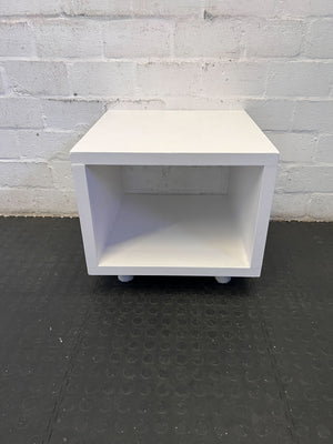 Stylish White Minimalist Cube Storage Table