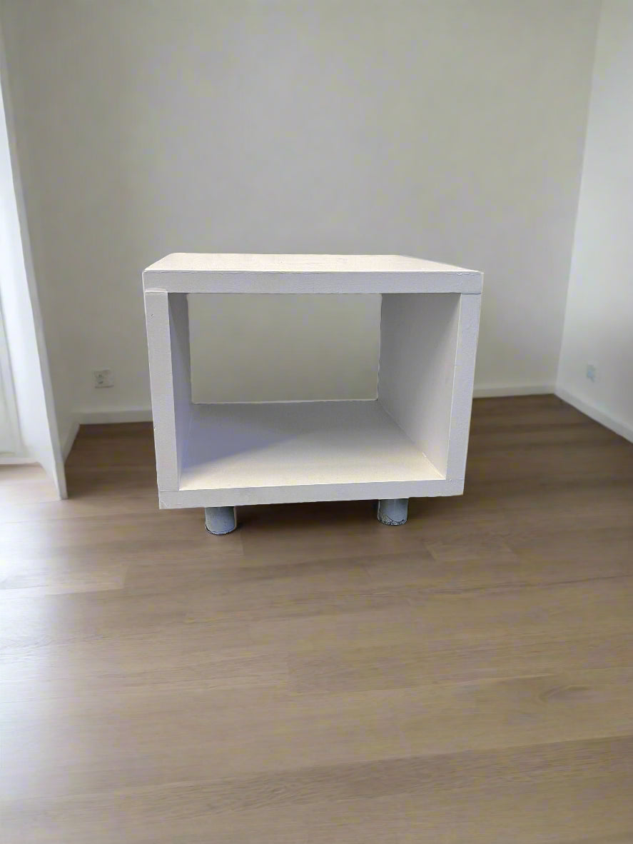 Stylish White Minimalist Cube Storage Table