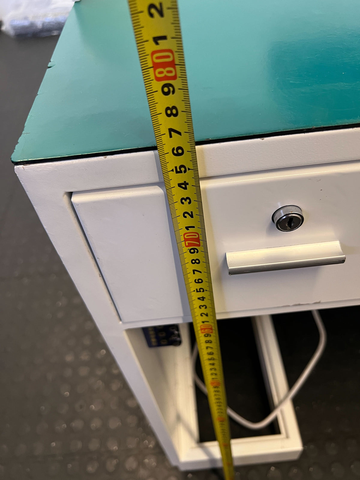 Stylish White and Green Office Desk with Storage