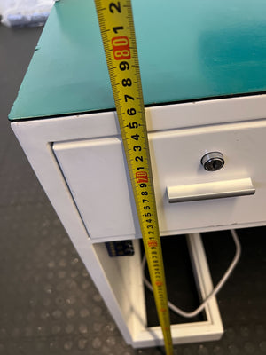 Stylish White and Green Office Desk with Storage